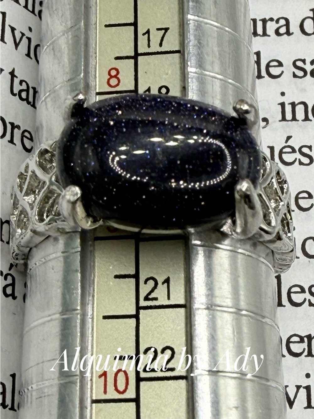 Silver Ring with Sparkling Midnight Blue Stone SANDSTONE
